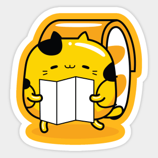 yellow cat traveler profession Sticker